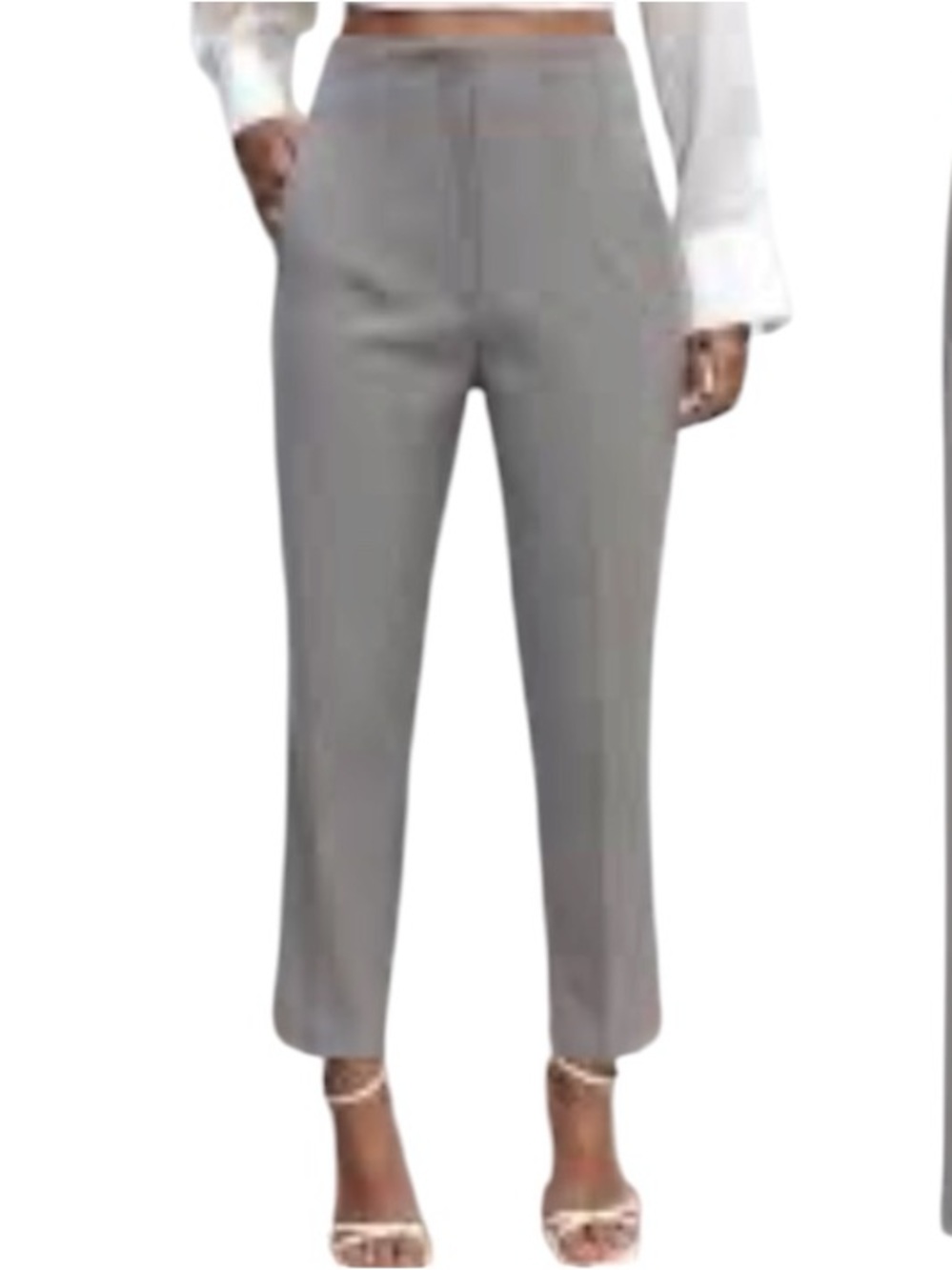 ZARA High Waisted Trouser Pants Light Gray Womens Large NEW
